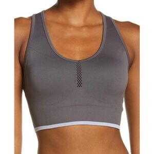 Zella Seamless Racerback Sports Bra Size M Gray Pulse Mesh Removable Cups Yoga